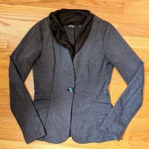 Prana brown knit blazer with attached scarf sz S